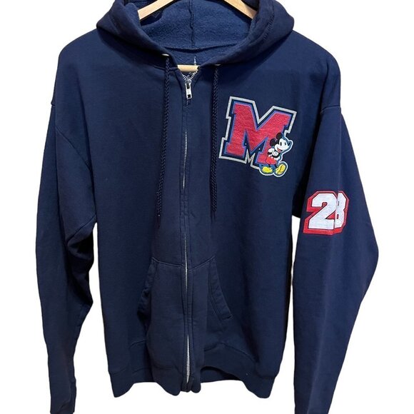 DISNEY Mickey Mouse Classic Full Zip Letterman Jacket Hoodie - Picture 1 of 5